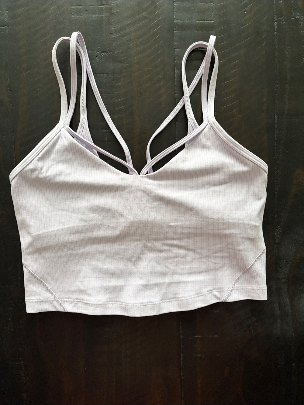 Light Lavender Ribbed Cropped Cami Tank with Double Straps